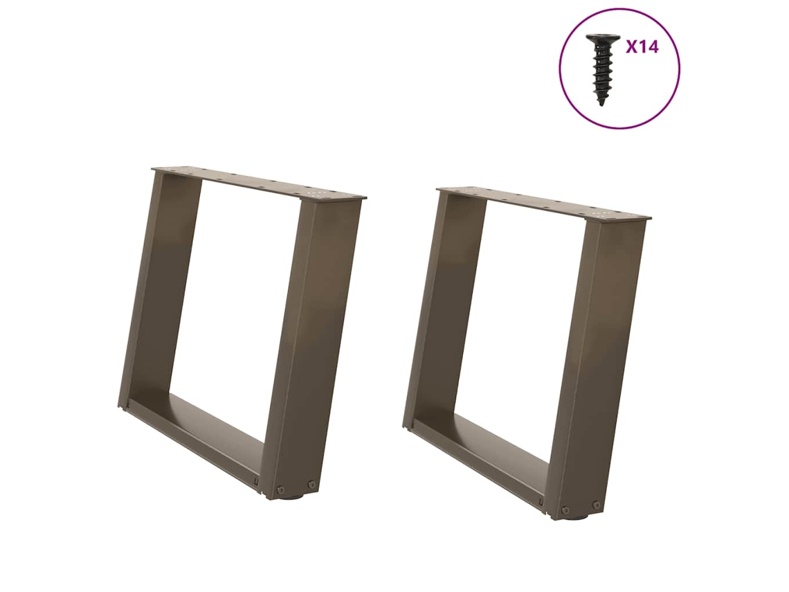 Vidaxl Pés Para Mesa De Centro Em Formato De U, 2 Peças, Aço Natural, 60x(42-43) Cm, Aço