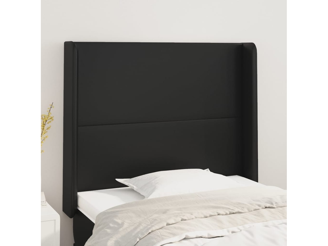 Cabecero con Trabillas de Piel Sintética 93x16x118/12 Cm Negro