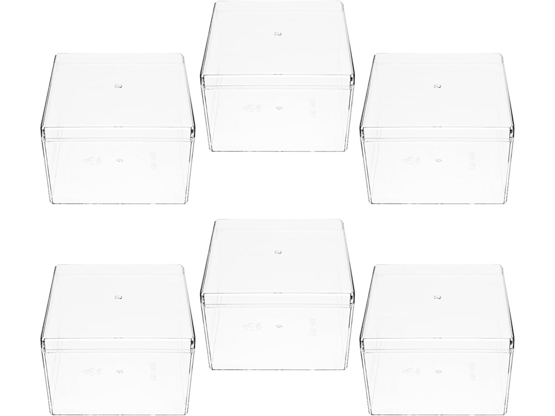 Plafope 6-caixas Quadradas Transparentes Para Transporte De Tiramisu E Sobremesas, Material Ps Seguro E Saudável Para