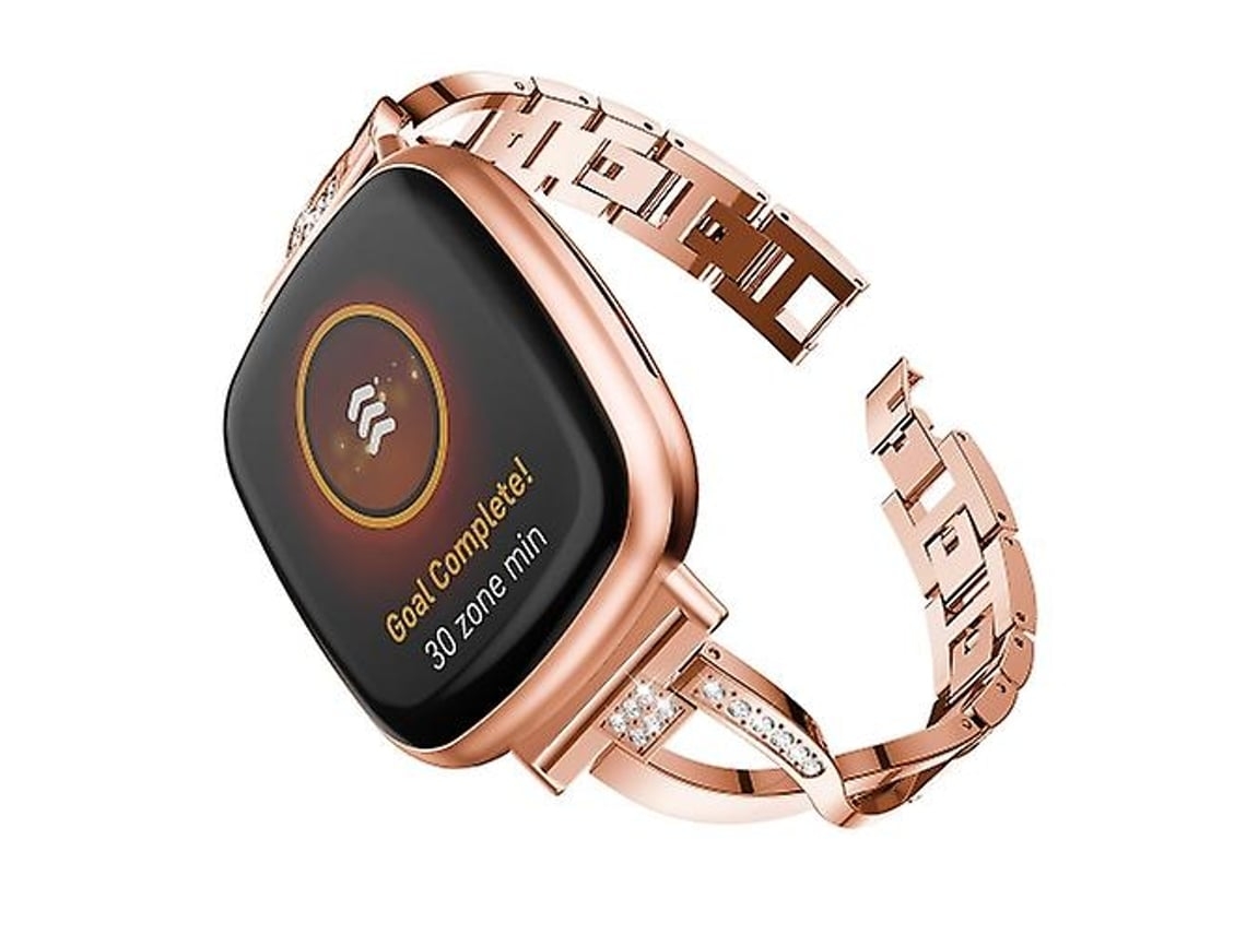 Lurelia Pulseira, Compatível Com Fitbit Versa 4/ Sense 2 Universal Metal Diamond Watch Band Rose Gold
