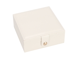 Caixa De Joias De Viagem Com Capa De Couro Sintético, Design Minimalista Para Organizar Anéis, Colares E Muito Mais (branca)