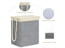 Lurelia Cesto Para Roupa Dobrável Impermeável Tampa 66l Quarto