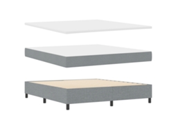 Conjunto 1 Cama Box Vidaxl Cinzento-claro Tecido (180 X 200 Cm)