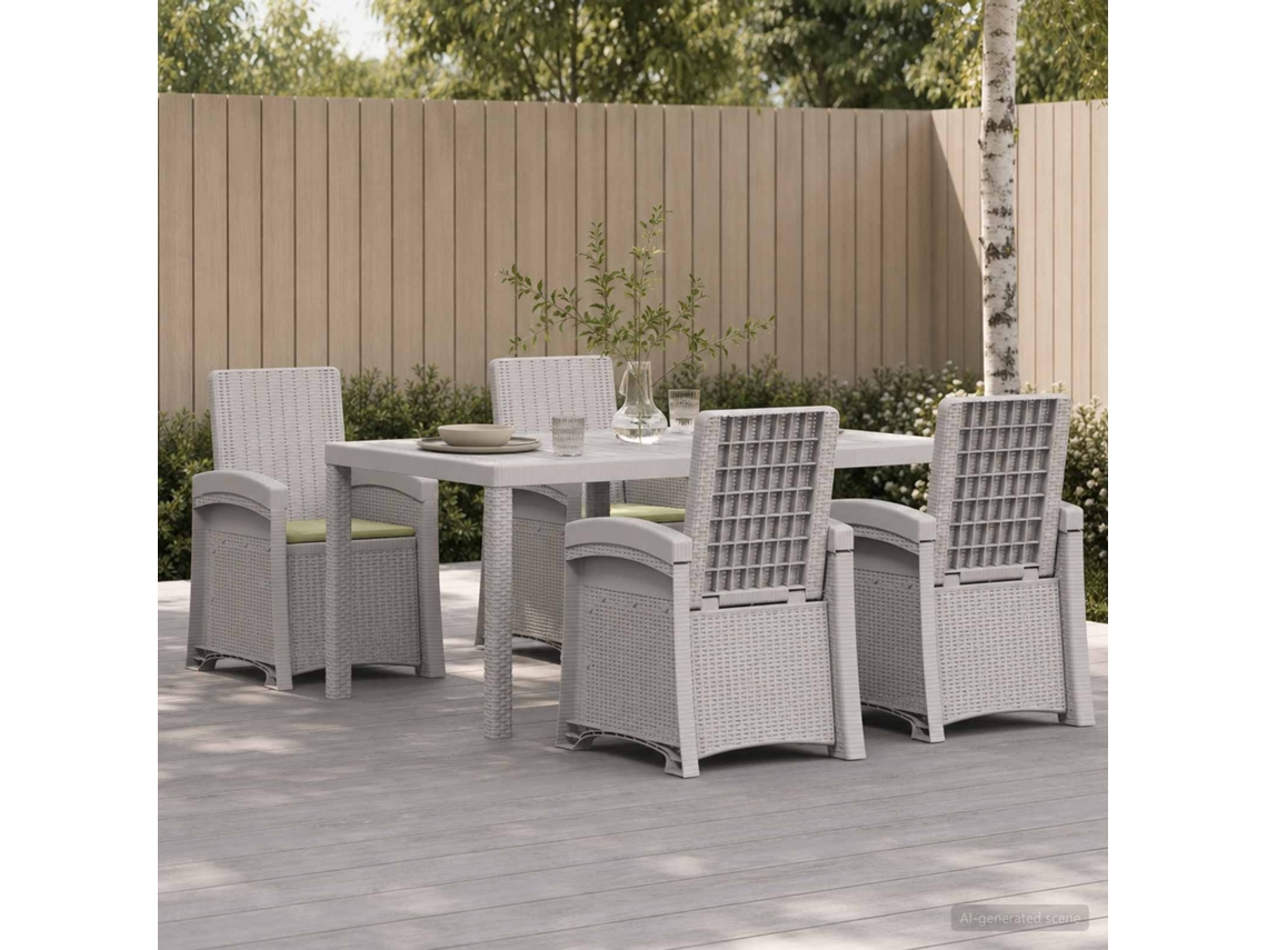 Vidaxl Conjunto De Jantar Para Jardim 5 Unid. Branco E Creme Pp