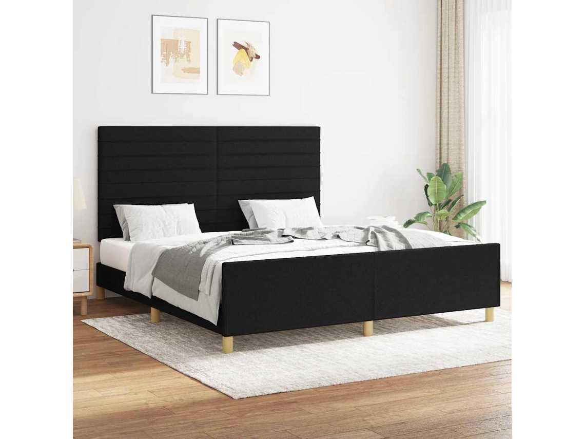Vidaxl Estrutura De Cama Sem Colchão 160x200 Cm Tecido Preto
