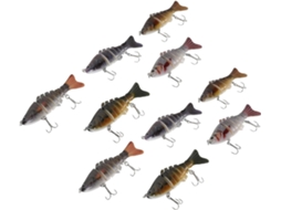 Pacote Com 10 Iscas Rígidas De Plástico Com Várias Seções, 10 Cm.