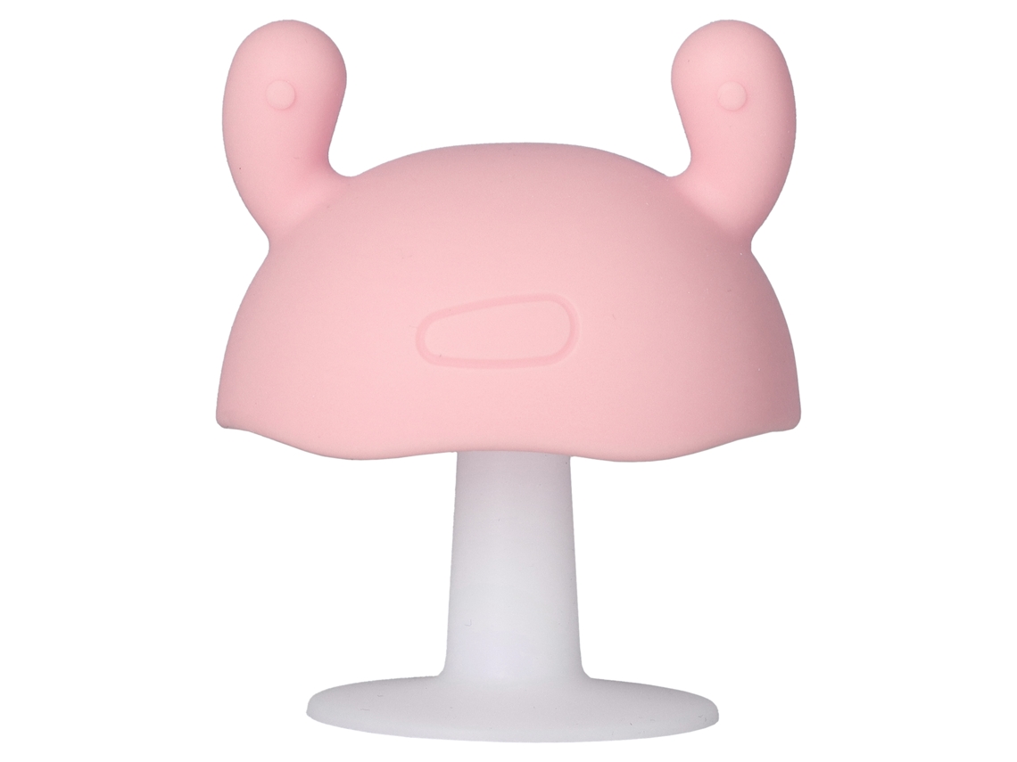 Primerox brinquedo de Dentição para Bebê em Forma de Cogumelo Silicone Grau Alimentar para Bebês Acima de 4 Meses Rosa
