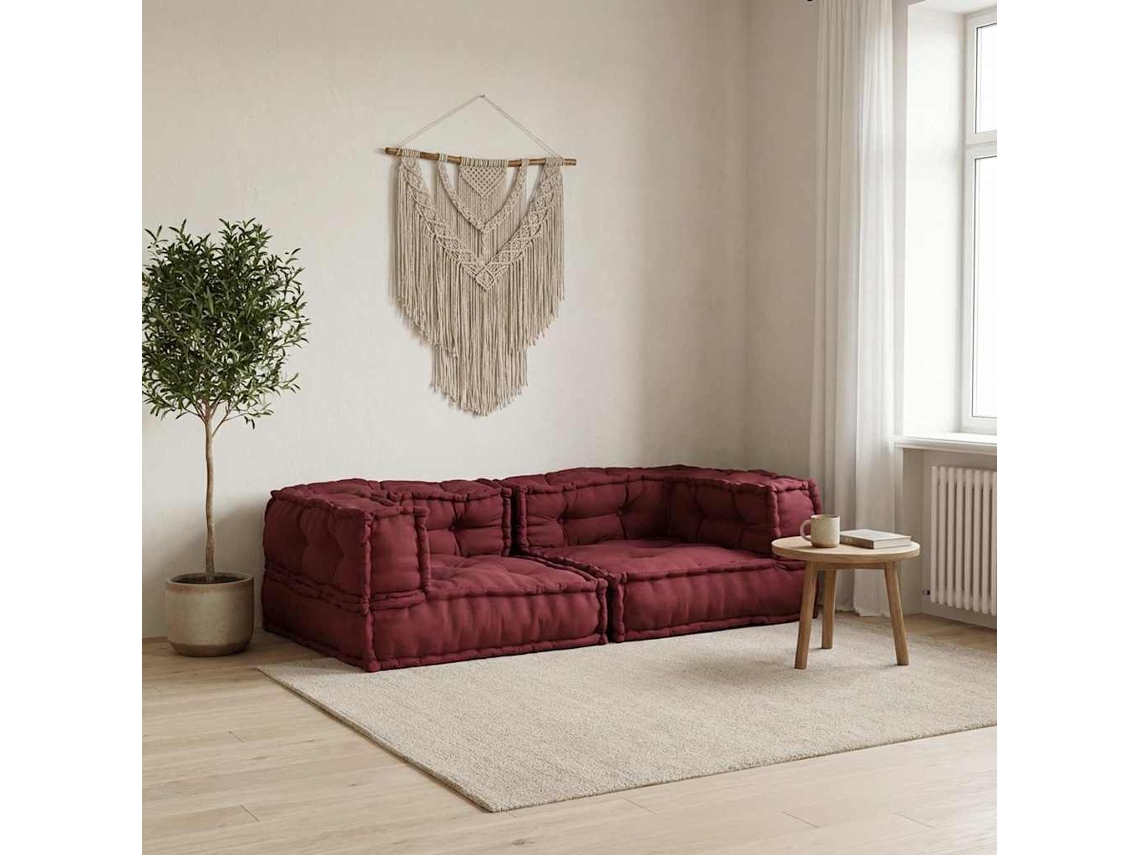 Vidaxl Sofá Modular De 2 Lugares 140x70x36 Cm Tecido Castanho