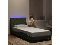 Vidaxl Estrutura De Cama Com Led Sem Colchão 90x200 Cm Veludo Cinzento-claro