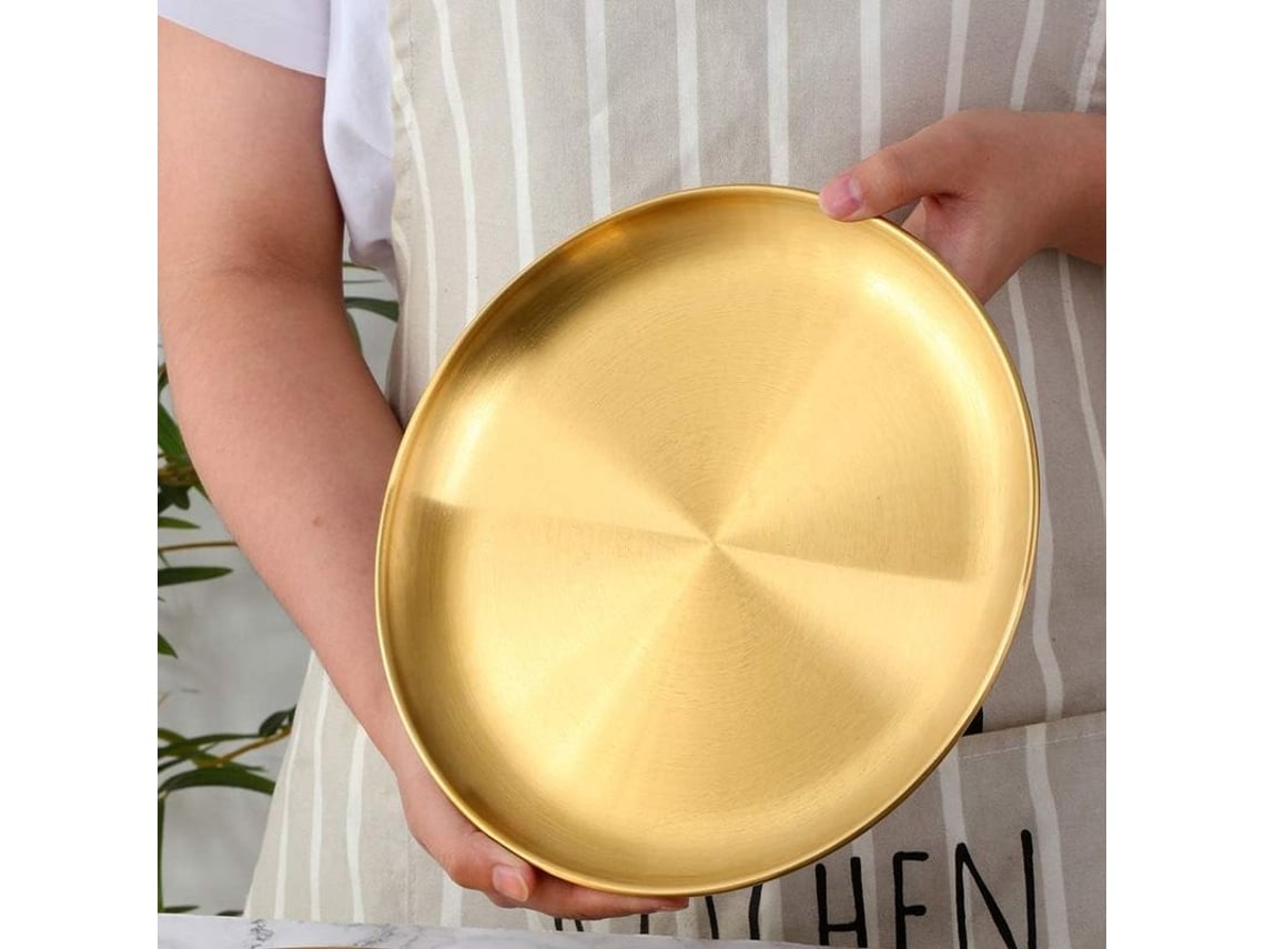 Prato de Jantar Nova LINE de metal inox dourado 6,7 polegadas resistente a lavavajillas