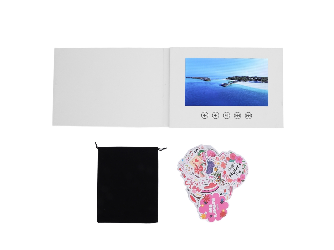 Tarjeta De Saudação Com Tela Lcd De 7 Polegadas Vídeo Hd 720p E Foto Diy Folheto Eletrônico Com 128m De Memória E Adesivos Para Casamento Natal