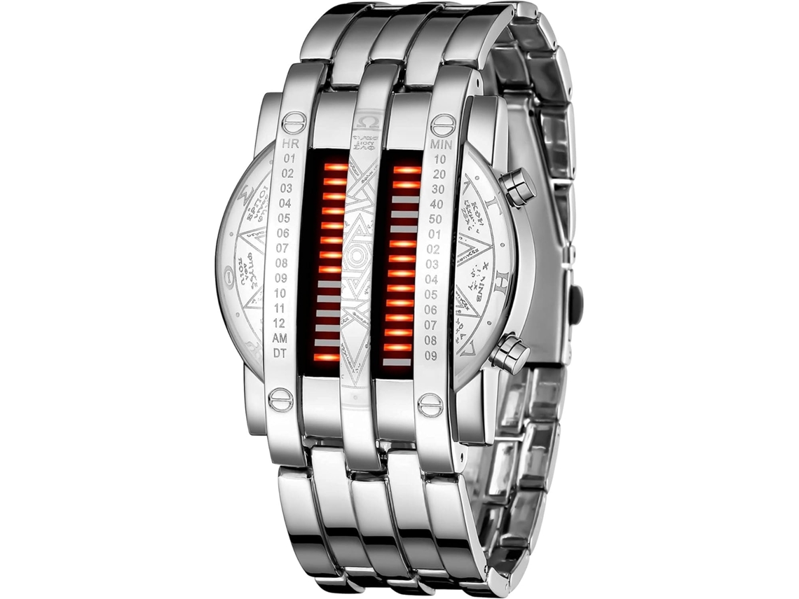 Lurelia Relógio Digital Masculino, Analógico, Visor Digital, Led, Aço Inoxidável, Resistente À Água 30m, Preto