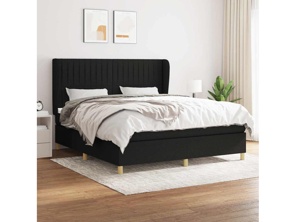 Vidaxl Cama Com Molas/colchão 180x200 Cm Tecido Preto