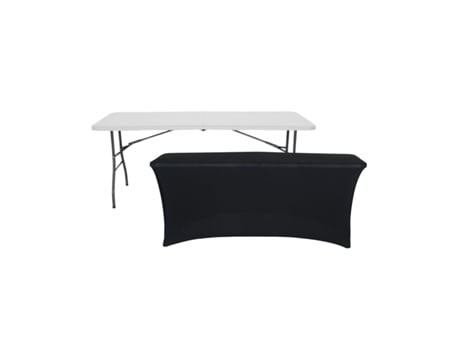 Mesa dobrável 180 cm branca + capa de catering preta 7house