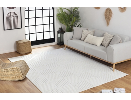 Tapete Relevo Exterior e Interior Terraço Varanda Cozinha 160X213 Cm Branco SURYA