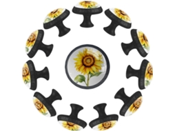 Puxadores Redondos Para Armários De Cozinha, Puxadores Para Armários E Gavetas, 12 Peças, Arte Floral Outonal, Puxadores