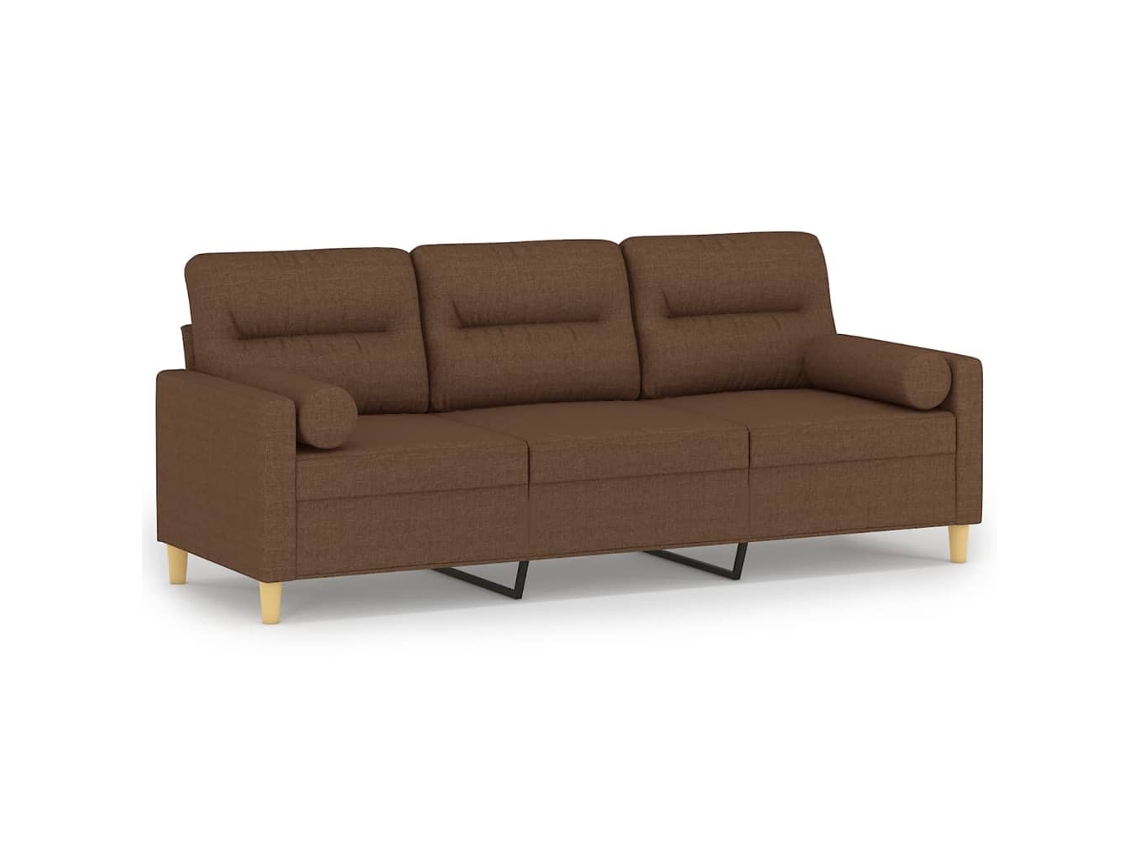 Maison Exclusive - Sofá 3 Lugares + Almofadas Decorativas 180 Cm Tecido Castanho