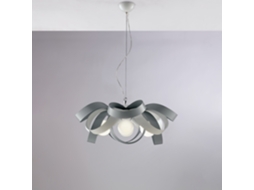 Primula Suspensão Em Ferro Lacado Branco E Cinza Com Cabo De Aço Regulável 4 Luzes 138 Ø66 Bl145 4 Bg Belight