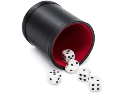 2026 juego de Cubiletes de Cuero Con Forro de Felpa Roja Silenciosa Kwt Con 5 Dados Punteados para Juegos (negro)