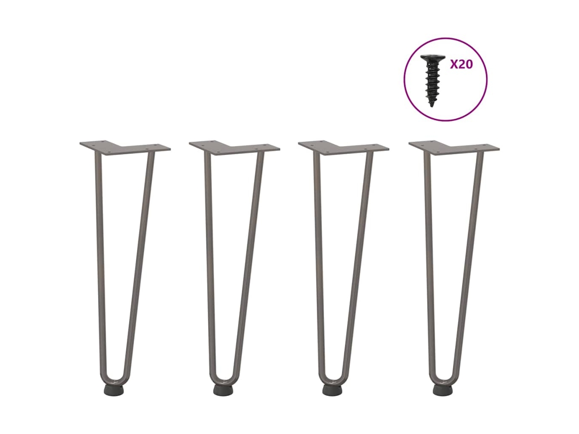 Vidaxl Pernas De Grampo Para Mesa De Centro 4 Peças Aço Natural 42 Cm Aço Maciço