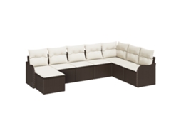 Conjunto 8 Móveis De Jardim Vidaxl Castanho Vime Pe (55 X 55 X 37 Cm)