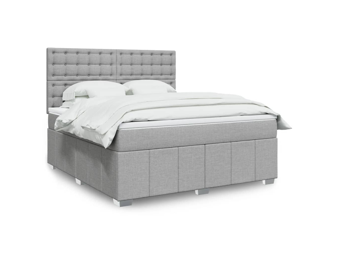 Vidaxl Cama Com Molas/colchão 180x200 Cm Tecido Cinzento-claro
