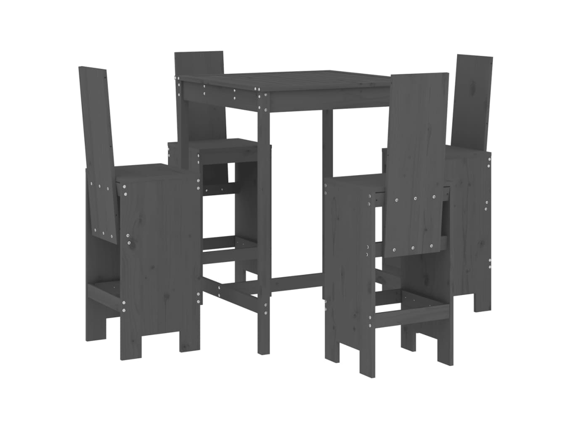 Conjunto de 5 Bar para Jardim Pinho Maciço Cinzento MAISON EXCLUSIVE