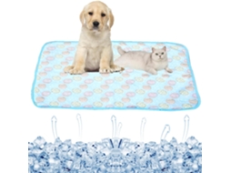 Tapete Refrescante, em Seda Gelada, em Bambu, para Pets, Respirável, Uso no Verão, 50x70 Cm, Azul AQUAFORGE