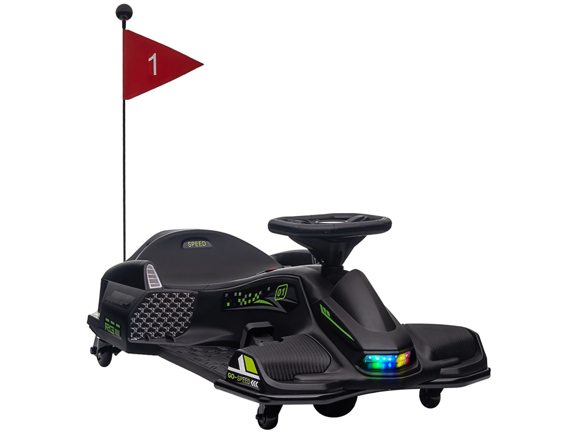 Kart Elétrico Para Criança 12v, Karting Infantil, Velocidade Ajustável 3-8 Km/h, Modo De Deriva, 90 X 53 X 99 Cm, Preto
