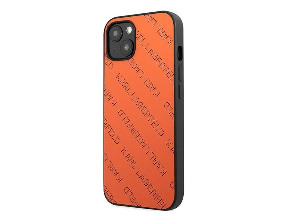 Capa para iPhone 13 KARL LAGERFELD Pele Sintética Rígida Laranja