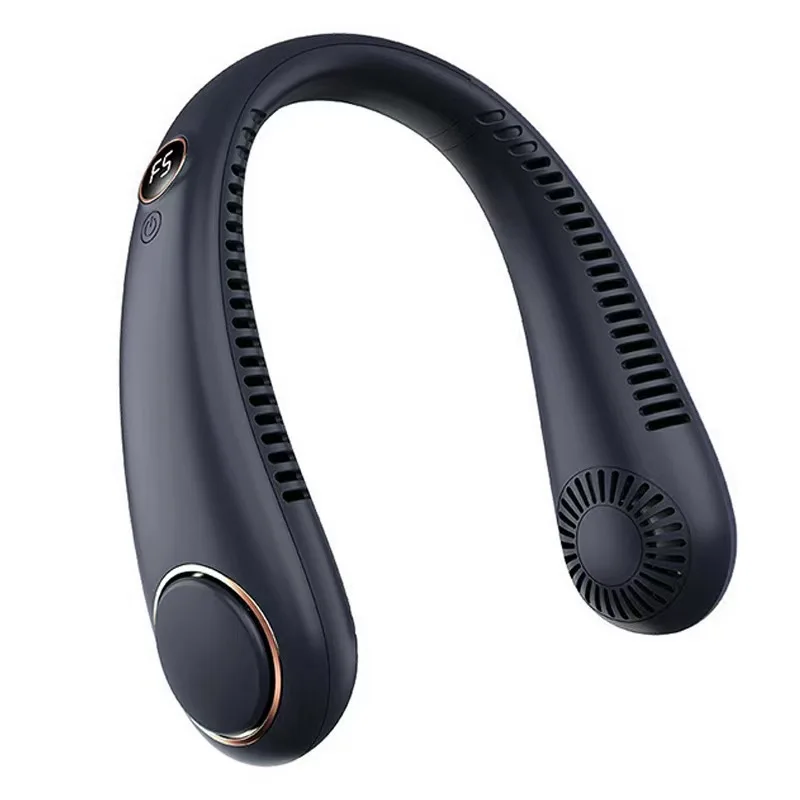(visor Digital Azul) Ventilador Portátil De Pescoço, Recarregável Via Usb, Sem Hélices, Para Uso No Pescoço.