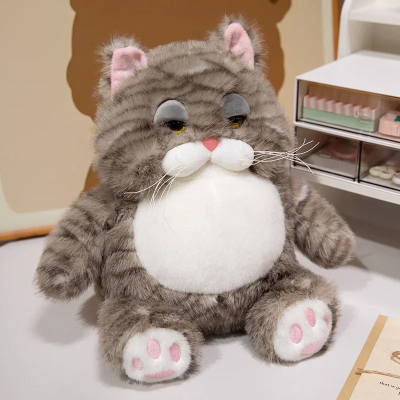 Gato de Pelúcia Gordinho e Macio, Decoração para Quarto MDUG (cáqui, 25 Cm)