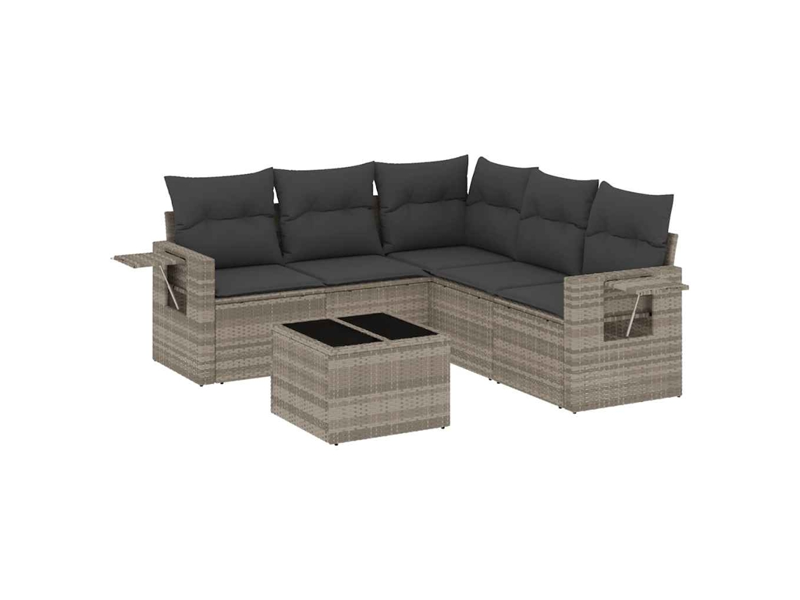 Conjunto de 6 Sofás Jardim com Almofadões Vime Pe Cinzento Claro MAISON EXCLUSIVE (80x200 cm)