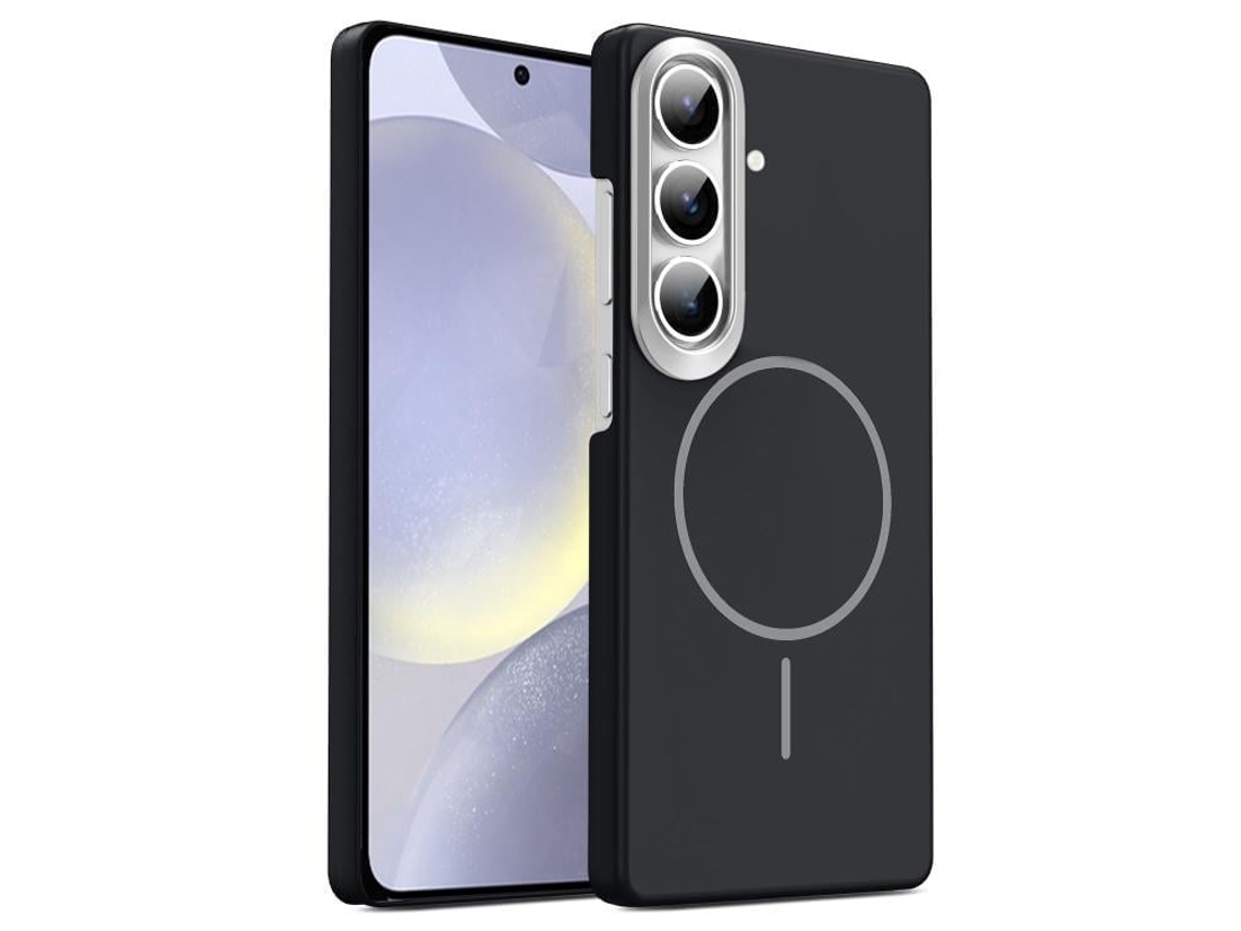 Capa Para Samsung Galaxy S24 Plus 5g Fina Circular Magsafe À Prova De Choque Dourada Em Policarbonato Preta