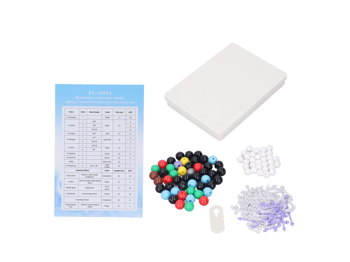 Kit De Modelo De Estrutura Molecular 189pcs Para Química Orgânica Educacional Colorido Pp