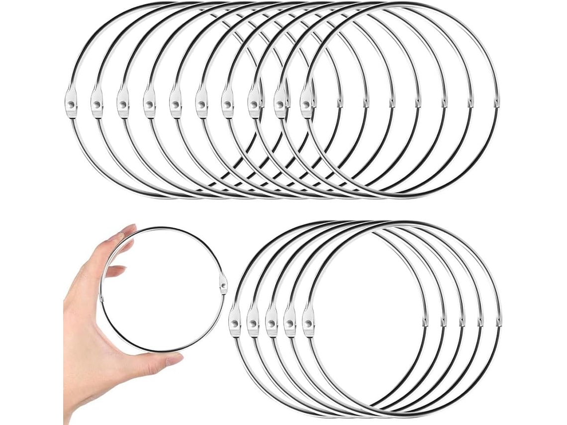 Pacote Com 15 Argolas De Papel De 10 Cm (4 Polegadas), Argolas Extragrandes De Metal Niquelado Para
