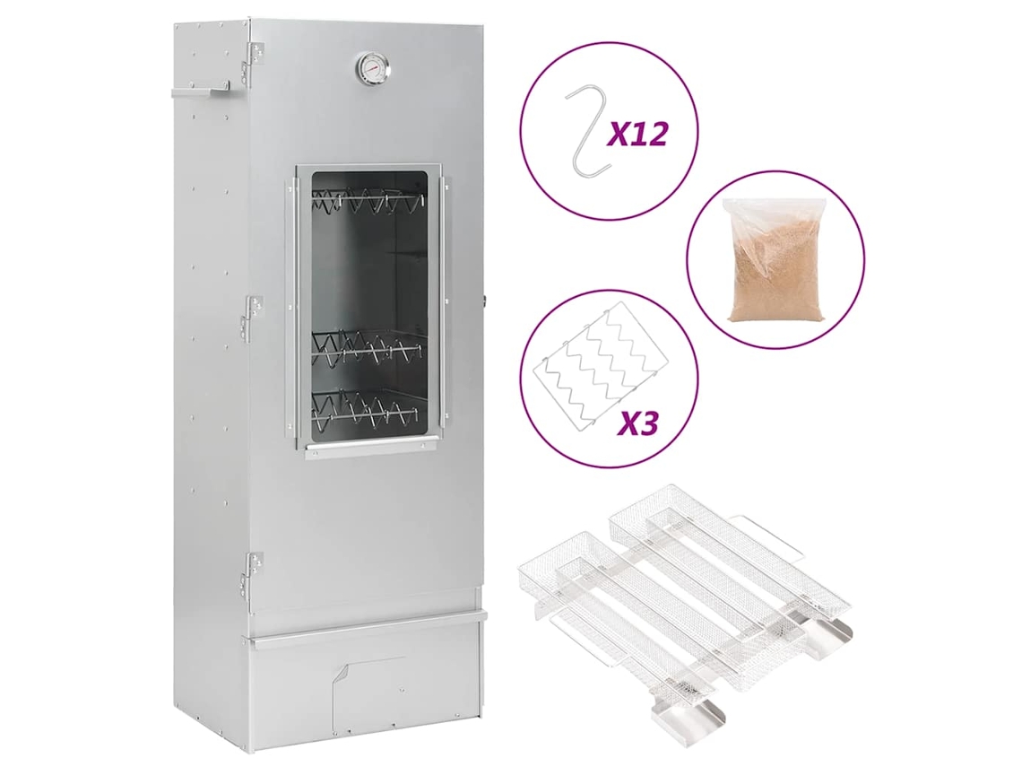 Vidaxl Defumador P/ Churrasqueira C/ Gerador Fumo Frio Aço Galvanizado