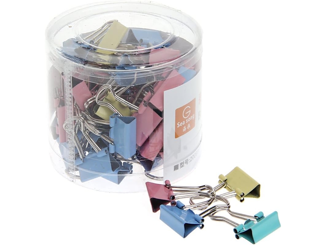 60 Clips Metálicos Coloridos para Arquivos, Clips de Papel, Artigos de Papelaria, 15mm