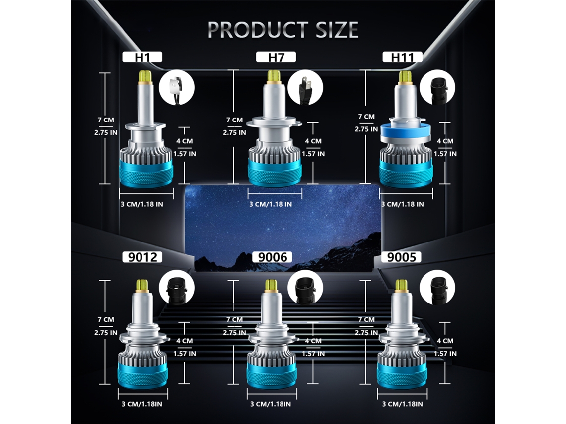 9006 Led Headlight Bulbs 6000k 100w Ip68 Waterproof 2pcs