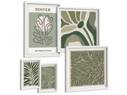 Conjunto De Pinturas Formas Vegetais Abstratas Boho Espelharte (5 Peças)