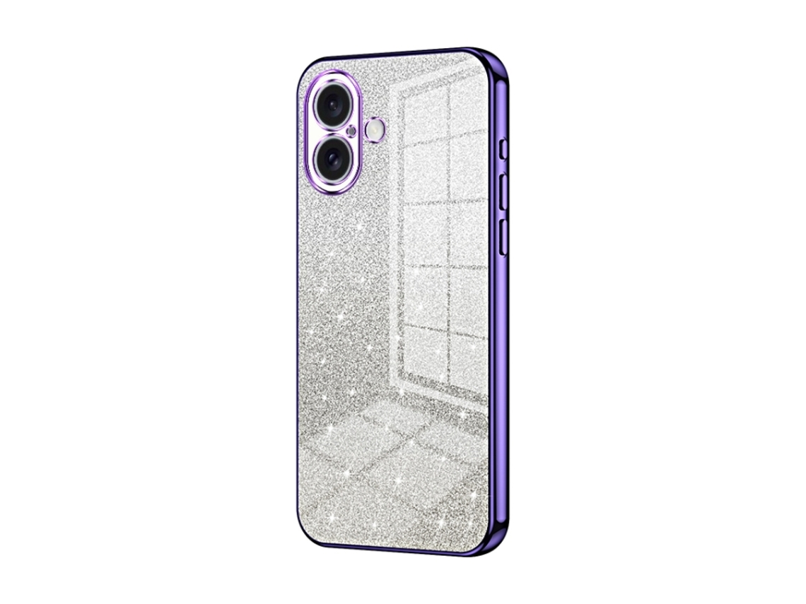 Capa Para Iphone 16 - Glitter Degradê - Acabamento Eletroplaqueado