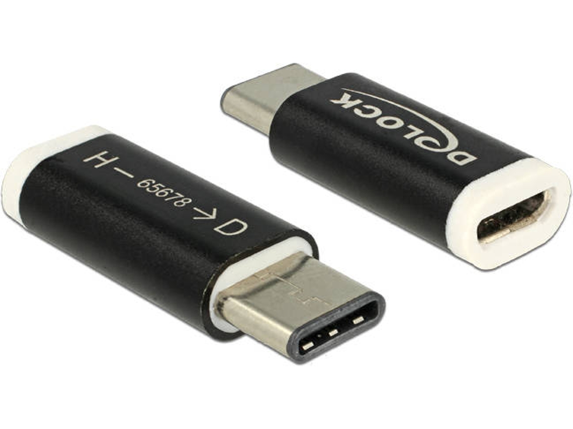 Cabo de Dados DELOCK (USB-C - Micro USB B - Preto)
