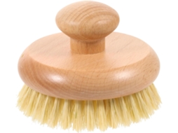 Escova De Banho Redonda Pequena Com Cabo Madeira Faia Para Massagem Nas Costas, Esfoliação, Banho E Limpeza Corporal
