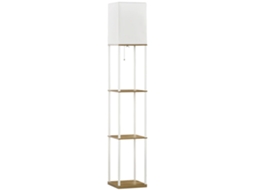 Luminária De Piso, Design Moderno, Prateleiras Integradas, Marrom E Branco