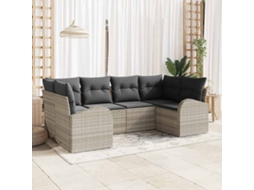 Vidaxl Conjunto de Sofá de Jardim com Almofada 6 Pcs Cinzento claro