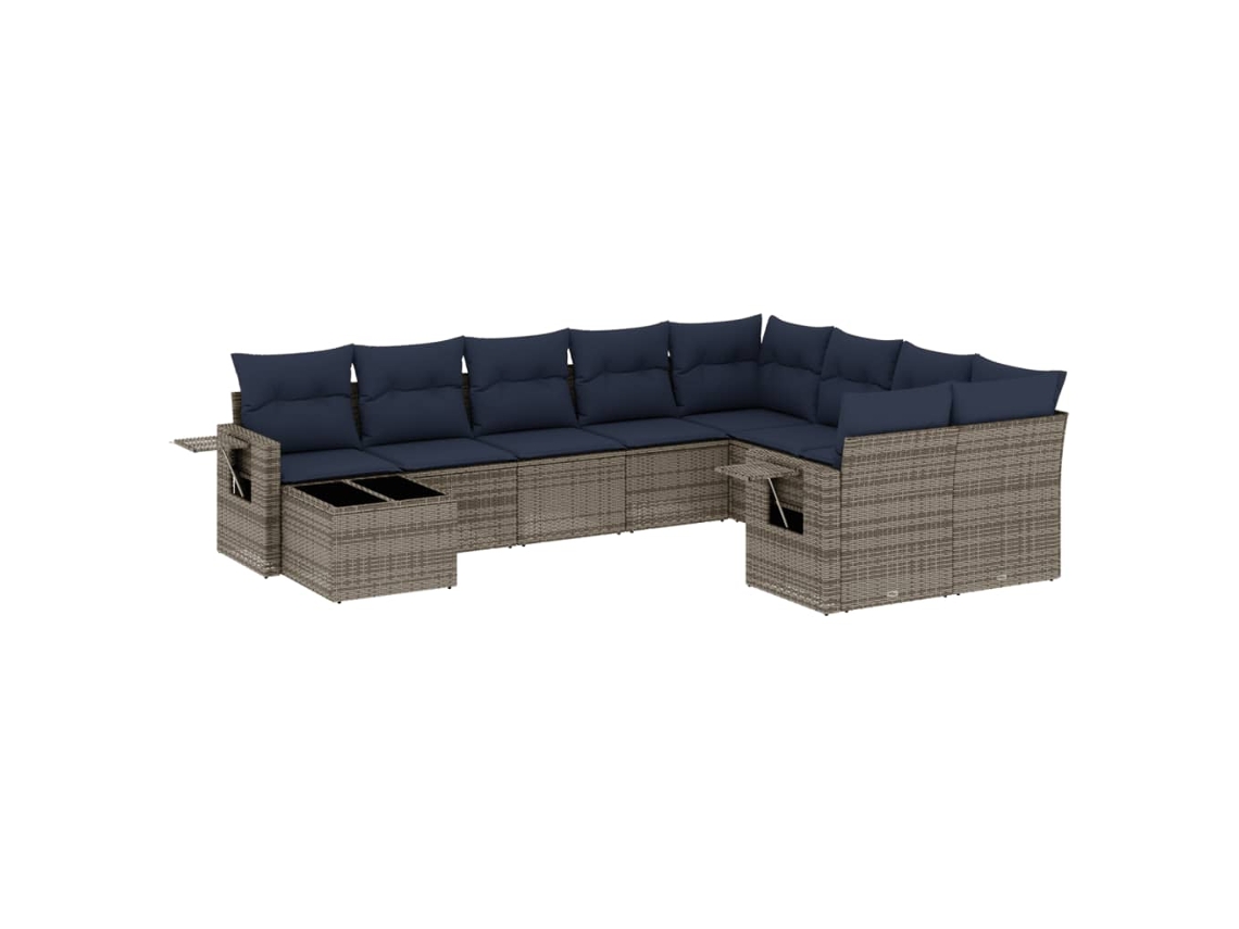 Conjunto de Sofá de Jardim, 10 Peças, Almofadas, Rattan Cinza MAISON EXCLUSIVE