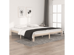 Estrutura De Cama 200x200 Cm Madeira De Pinho Maciça