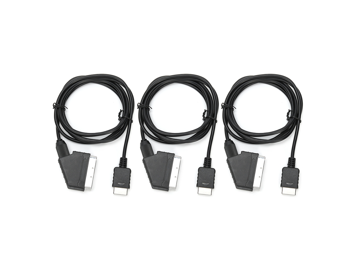 Cabo Rgb Scart 3pcs Para Sony Ps2 Ps3 Profissional