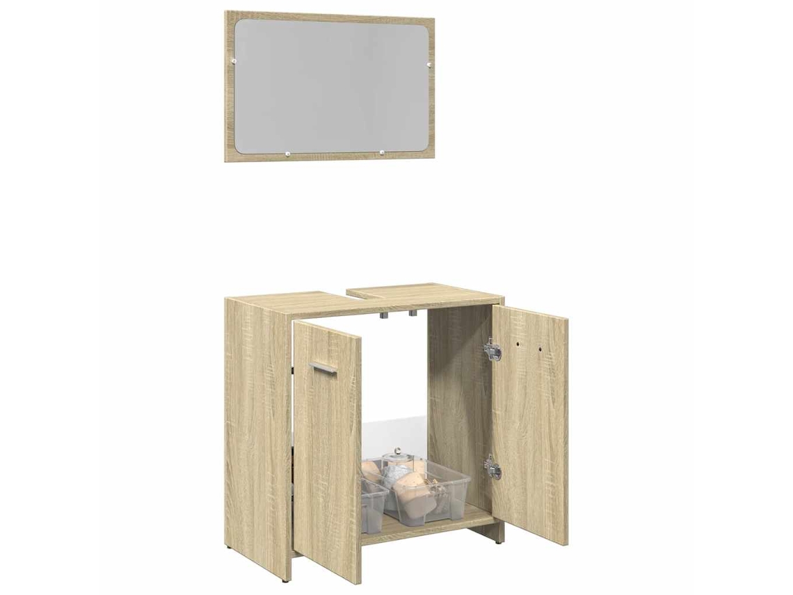Vidaxl 2 Pcs Conj. Móveis Casa Banho Derivados Madeira Carvalho Sonoma