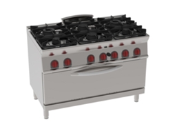 Fogão A Gás De 6 Queimadores 1 Forno De Gás Estático Che 1200x700x900 Mm 37 Kw 35760317 Eurast